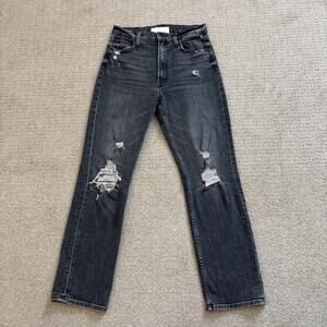 Mother High Waisted Rider Ankle Distressed After Midnight Dark Wash 27/28